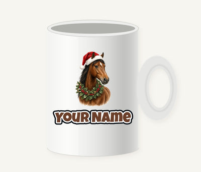 Festive Horse In Holly Personalised Christmas Mug