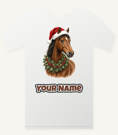 Festive Horse In Holly Personalised Christmas T-Shirt and Hoodie