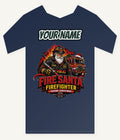 Fire Santa Saving Christmas Personalised Kids and Baby Christmas Tee