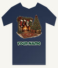 Fireside Stockings And Tree Personalised Kids and Baby Christmas Tee