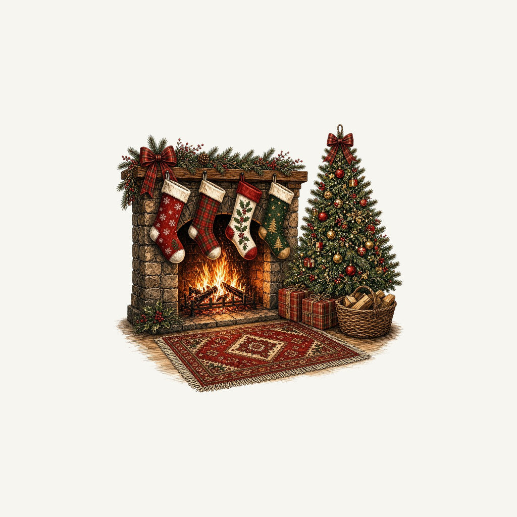 Fireside Stockings And Tree Personalised Christmas Mug