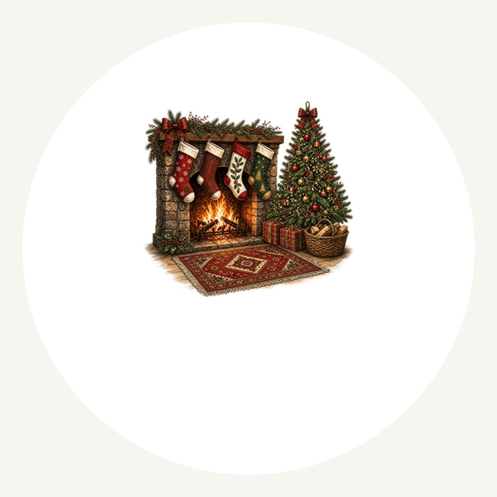 Fireside Stockings And Tree Personalised Pewter Christmas Ornament