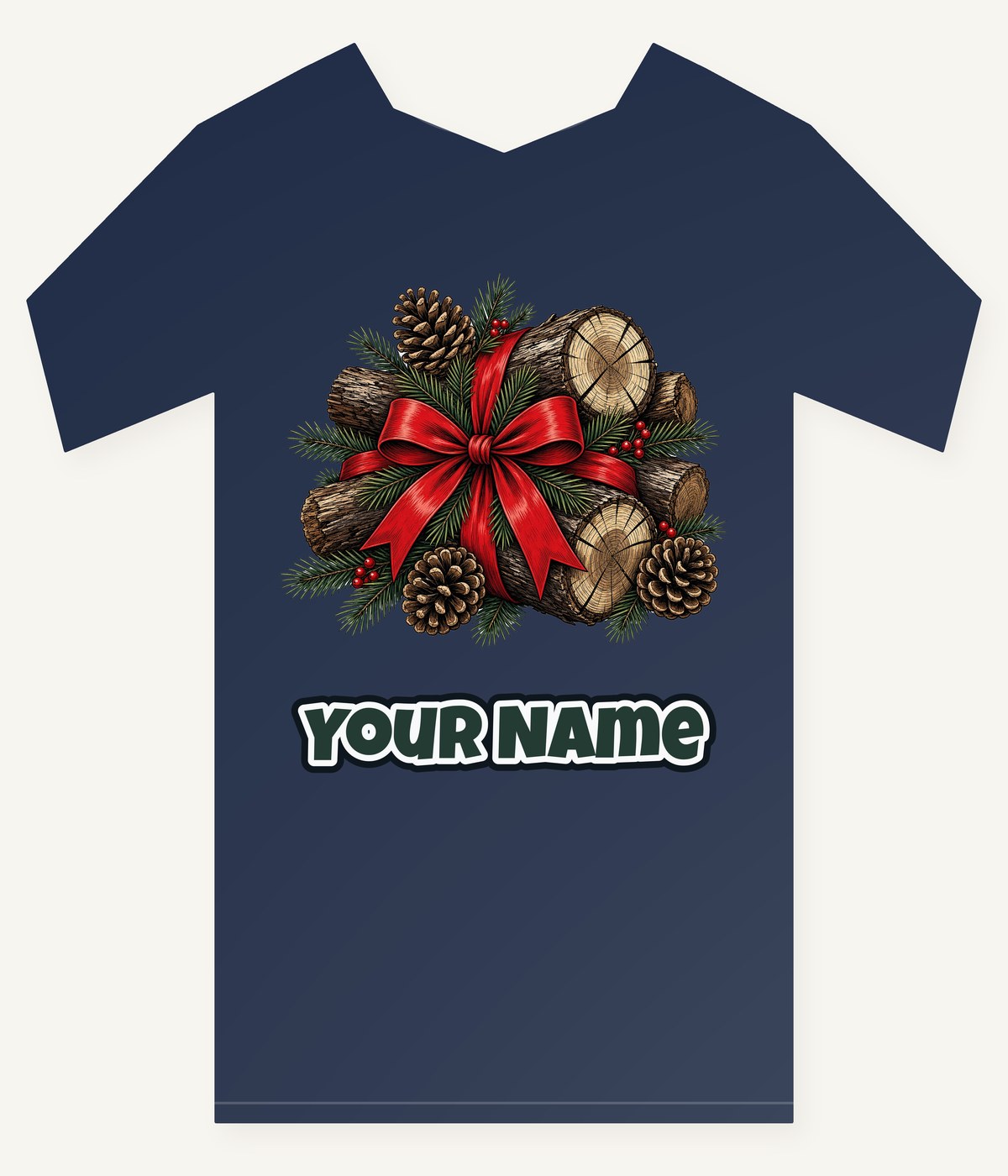 Firewood Bundle and Red Bow Personalised Kids Tee and Baby Bodysuit