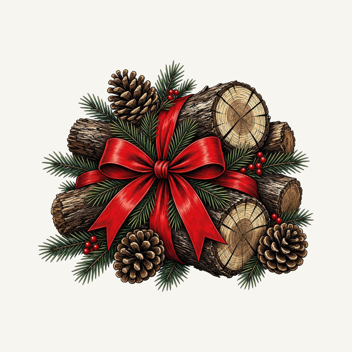 Firewood Bundle and Red Bow Personalised Santa Sack