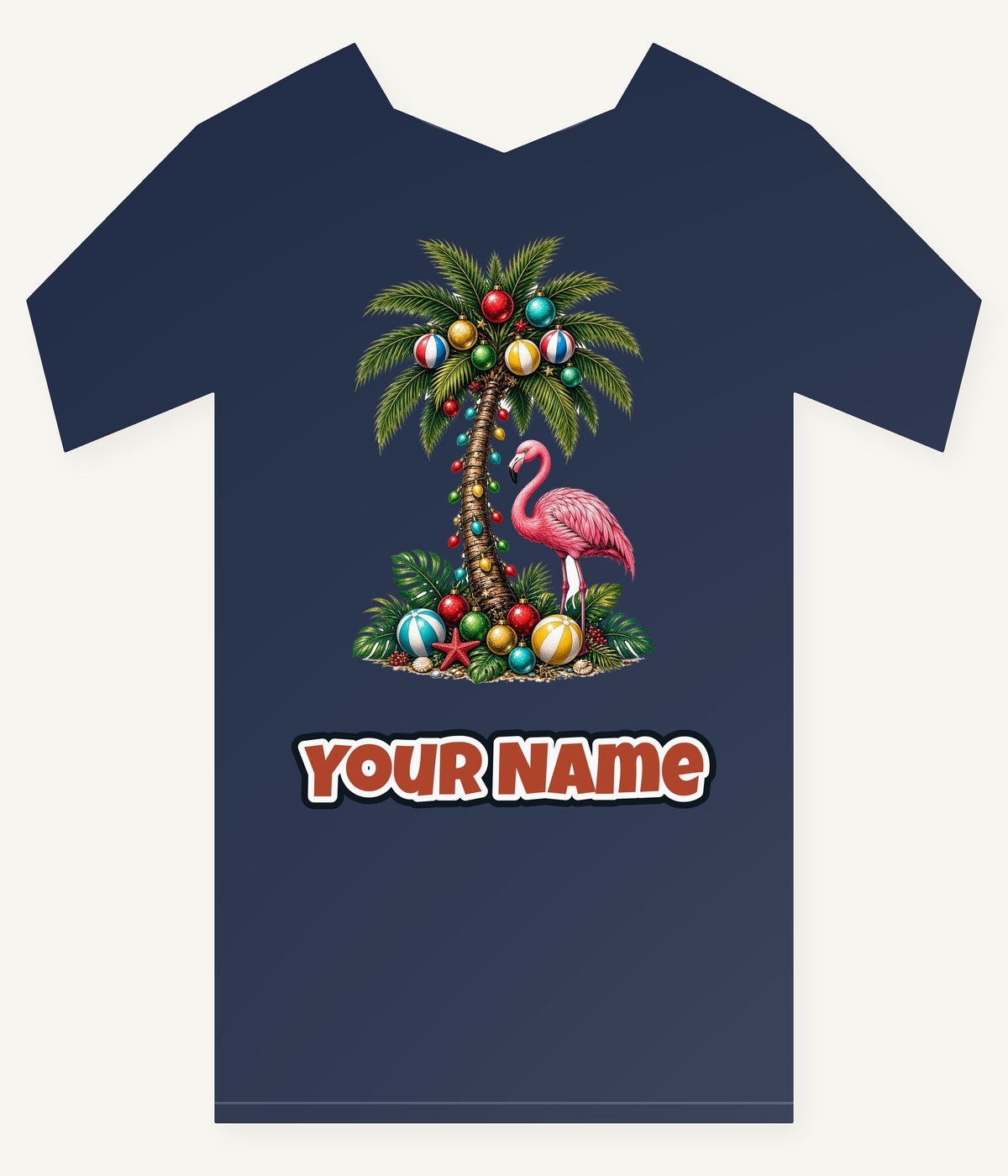 Flamingo and Palm Christmas Personalised Kids Tee and Baby Bodysuit