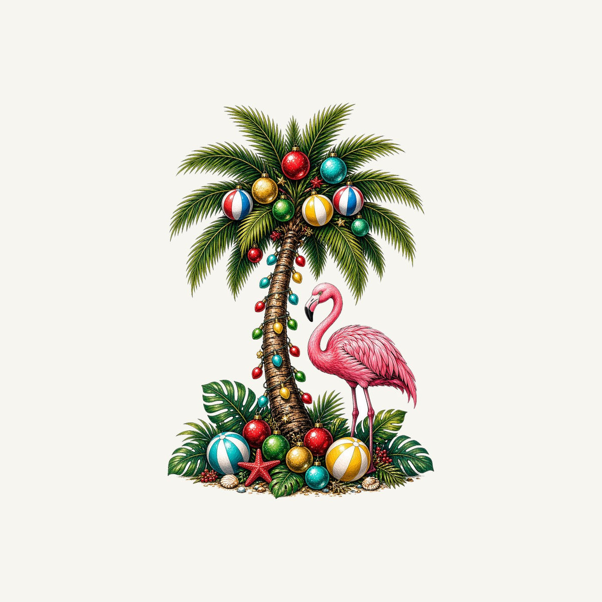 Flamingo and Palm Christmas Personalised Kids Tee and Baby Bodysuit