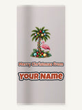 Flamingo and Palm Christmas Personalised Beach Towel