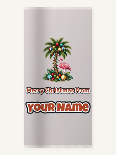 Flamingo and Palm Christmas Personalised Beach Towel