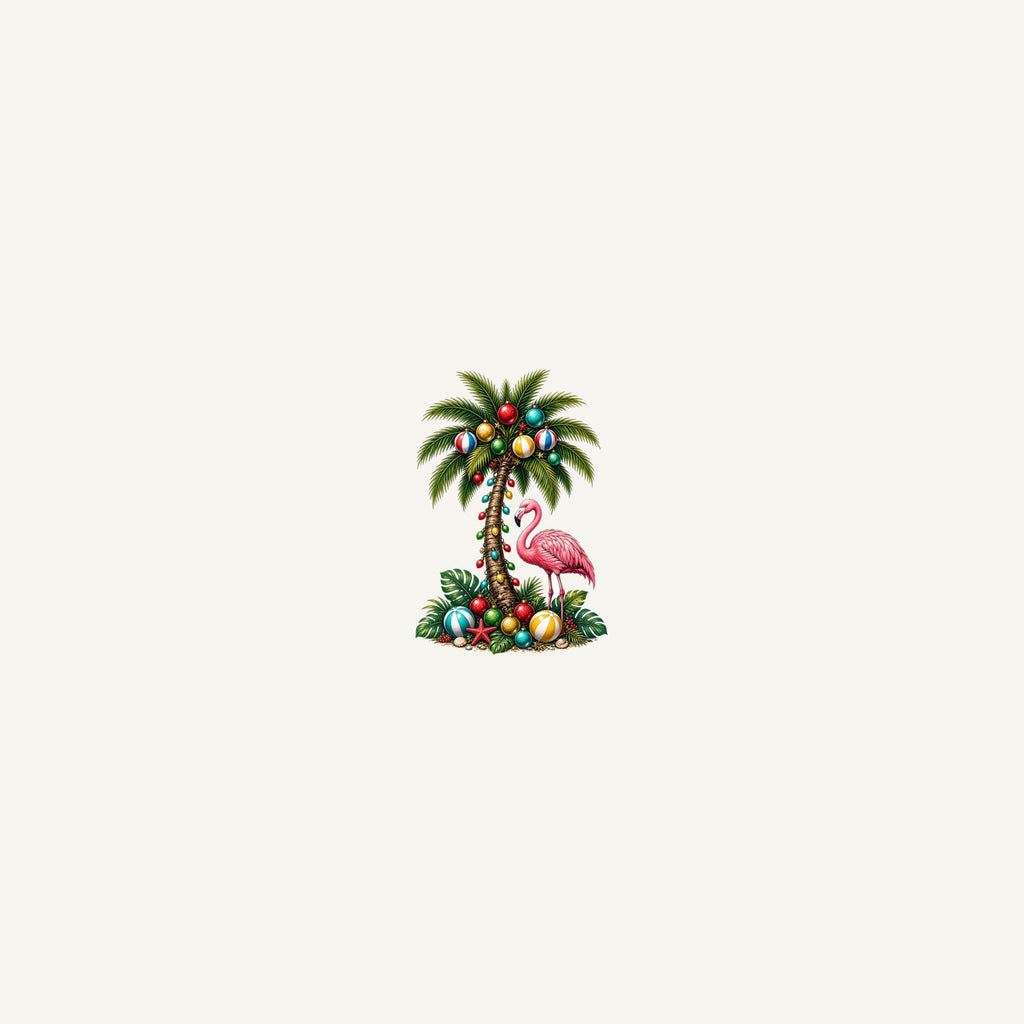 Flamingo and Palm Christmas Personalised Beach Towel
