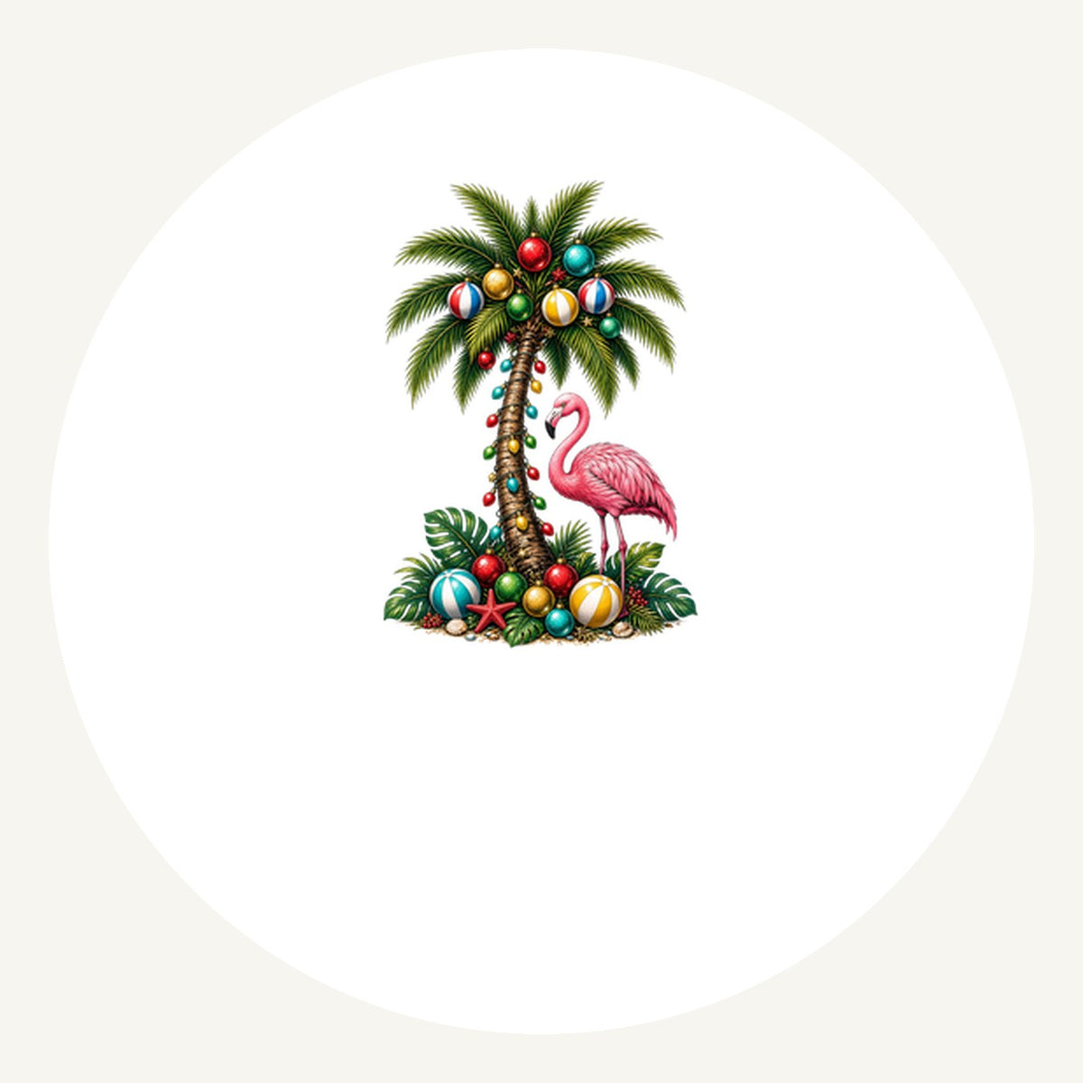 Flamingo and Palm Christmas Personalised Pewter Christmas Ornament