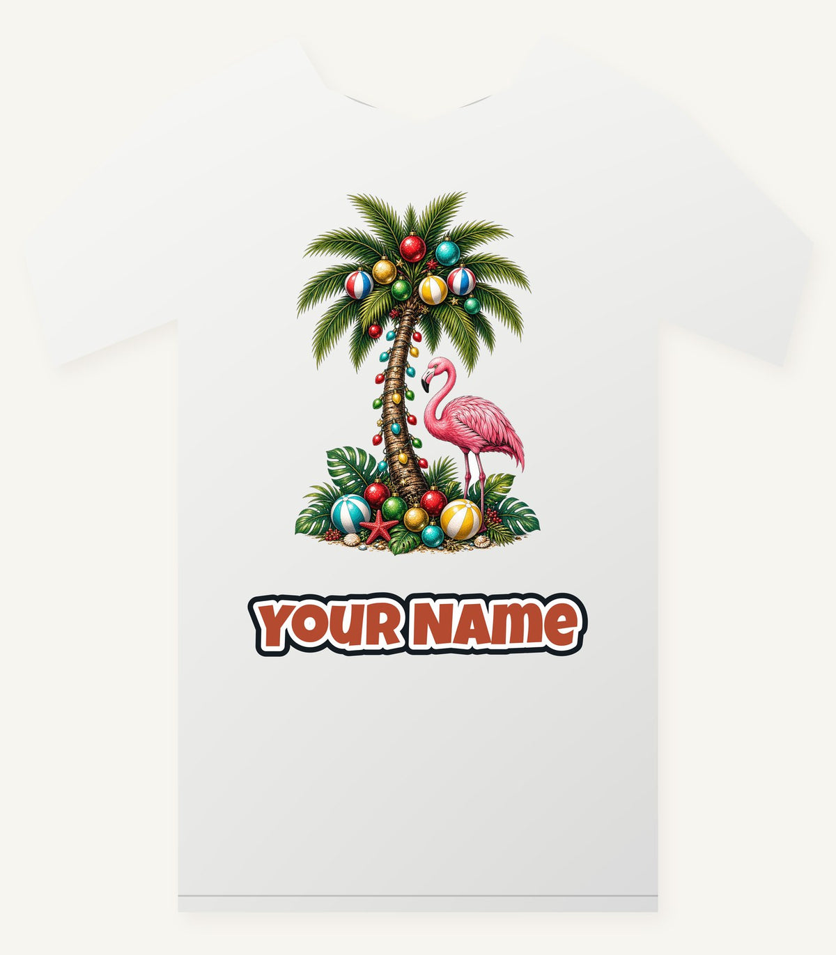 Flamingo and Palm Christmas Personalised Christmas T-Shirt and Hoodie
