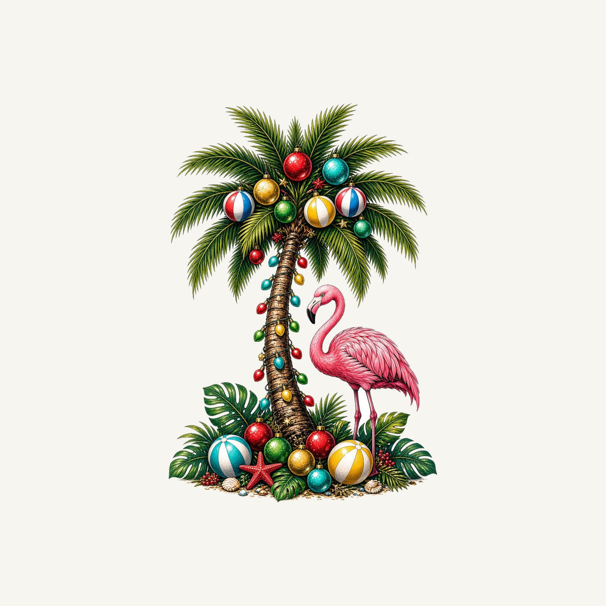 Flamingo and Palm Christmas Personalised Christmas T-Shirt and Hoodie