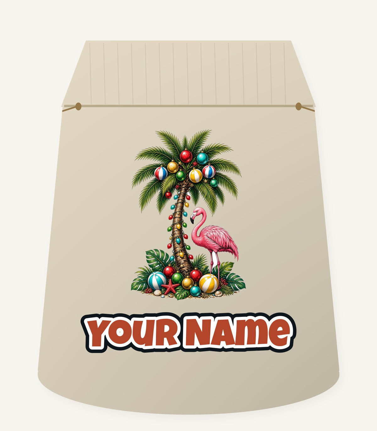 Flamingo and Palm Christmas Personalised Santa Sack