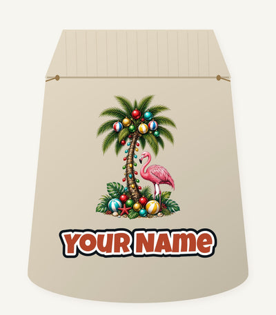 Flamingo and Palm Christmas Personalised Santa Sack