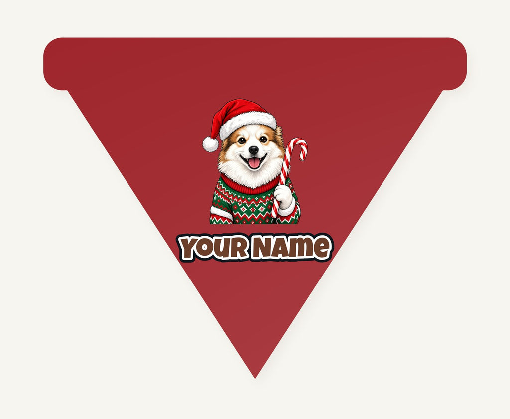 Fluffy Dog In Christmas Jumper Personalised Christmas Dog Bandana