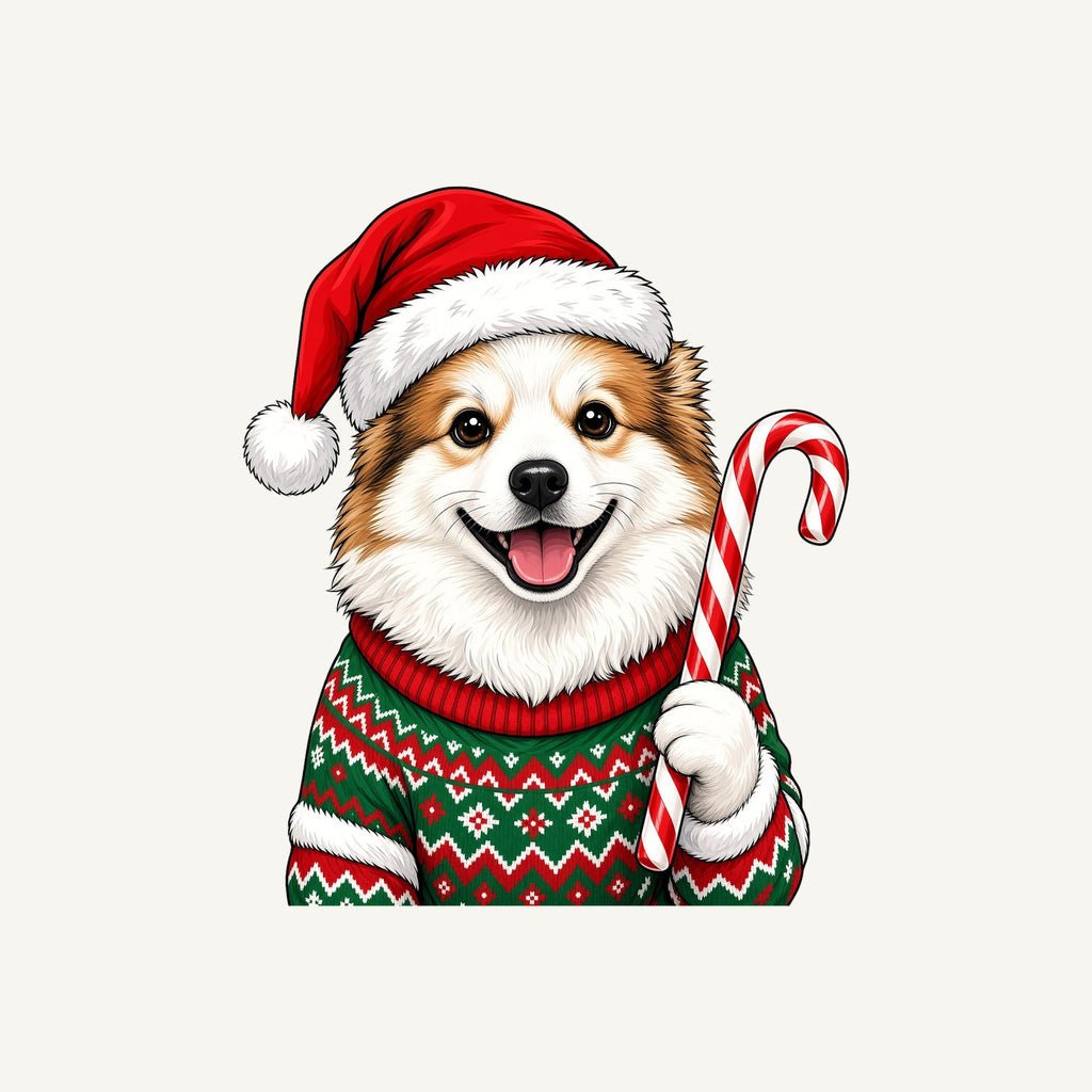 Fluffy Dog In Christmas Jumper Personalised Christmas Dog Bandana