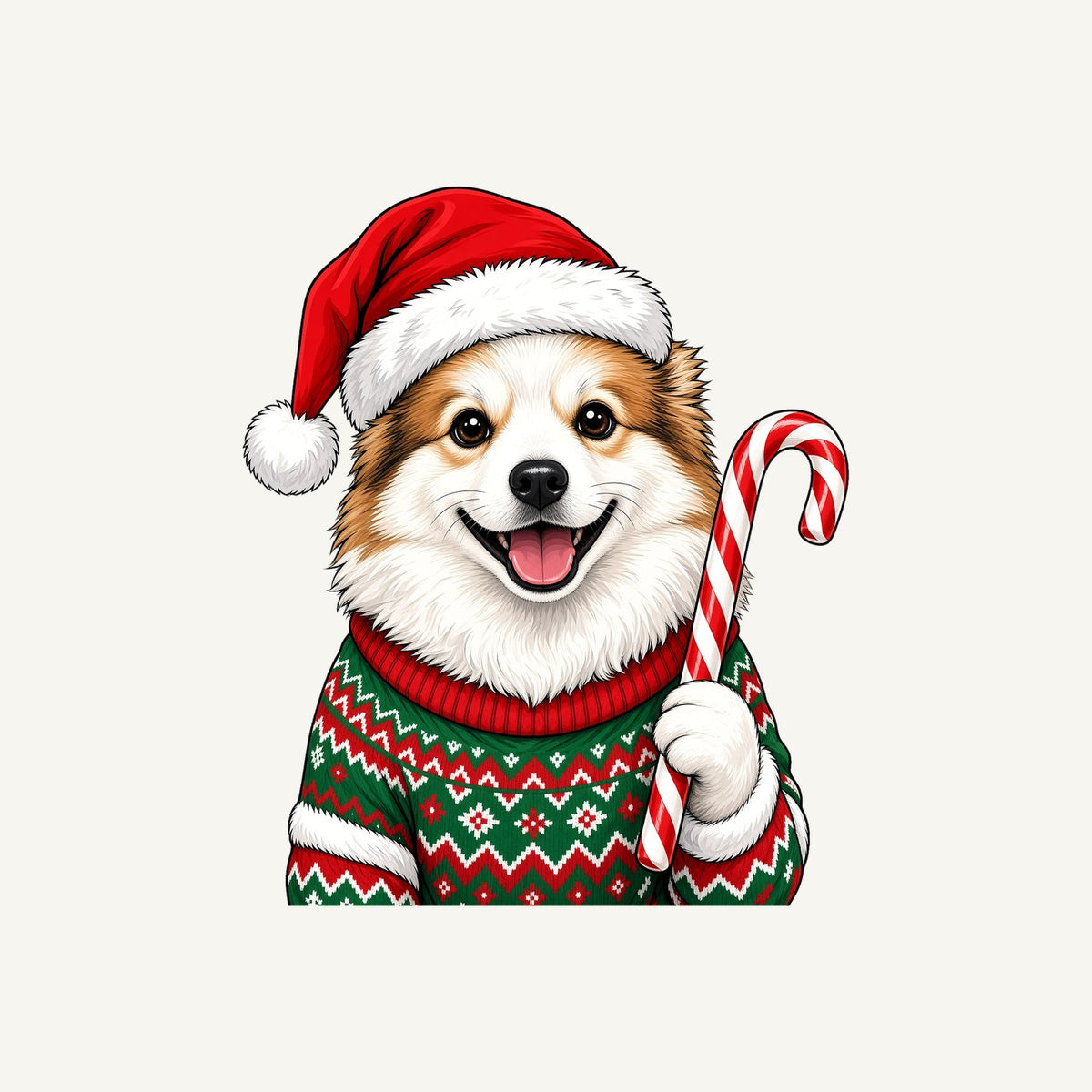 Fluffy Dog In Christmas Jumper Personalised Christmas Dog Bandana