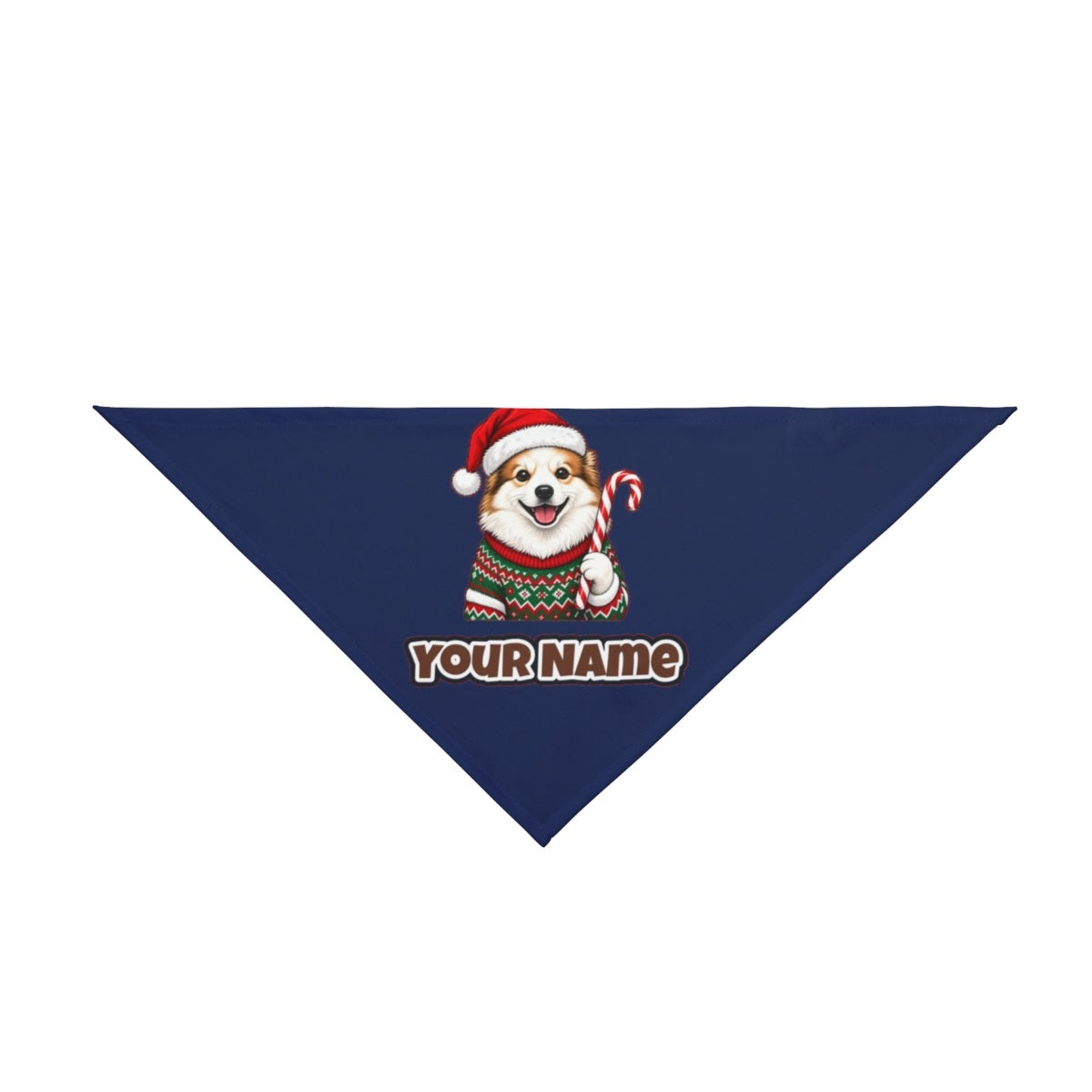 Fluffy Dog In Christmas Jumper personalised Christmas pet bandana in navy, tie-on style