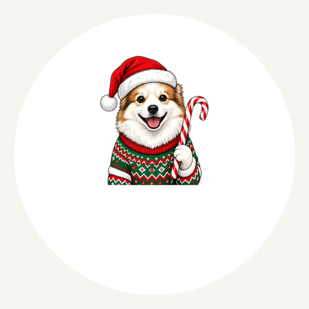 Fluffy Dog In Christmas Jumper Personalised Pewter Christmas Ornament