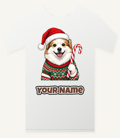 Fluffy Dog In Christmas Jumper Personalised Christmas T-Shirt and Hoodie