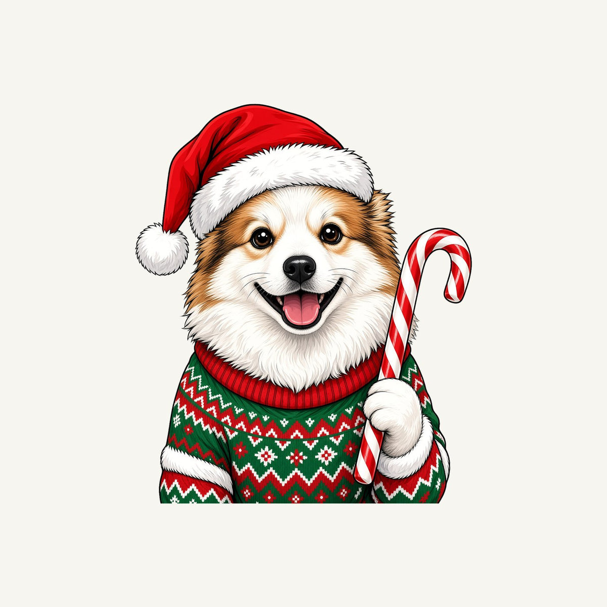 Fluffy Dog In Christmas Jumper Personalised Christmas T-Shirt and Hoodie