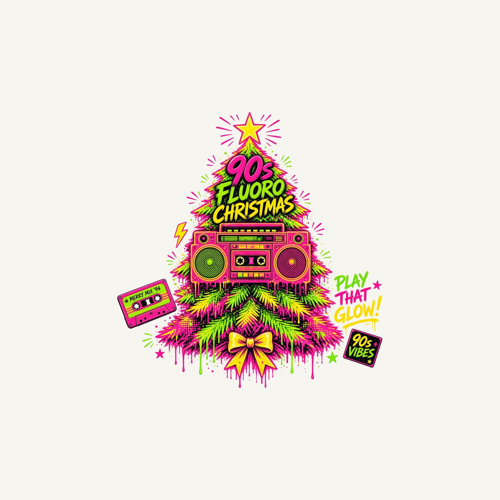 Fluoro Nineties Boombox Tree Personalised Christmas Mug