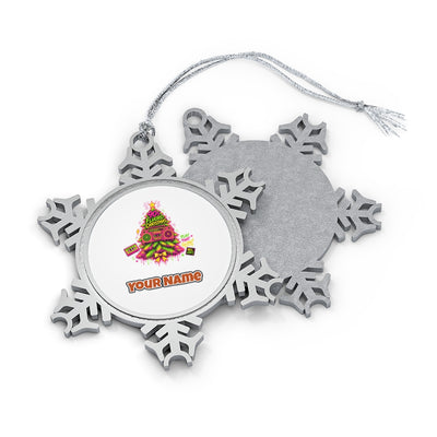 Fluoro Nineties Boombox Tree Personalised Pewter Christmas Ornament