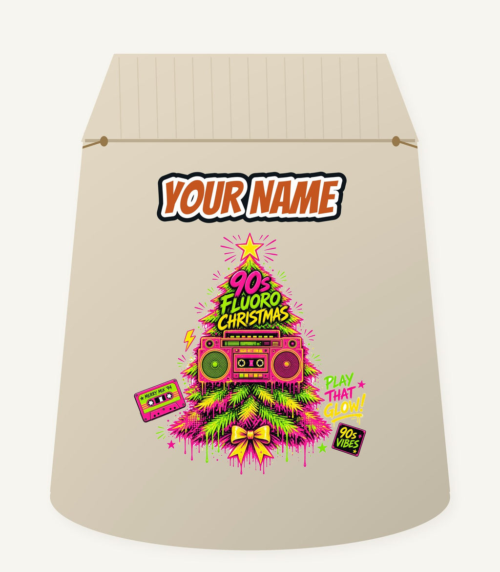 Fluoro Nineties Boombox Tree Personalised Santa Sack