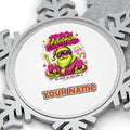 Fluoro Rave Santa Personalised Pewter Christmas Ornament