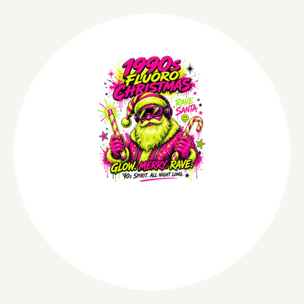 Fluoro Rave Santa Personalised Pewter Christmas Ornament