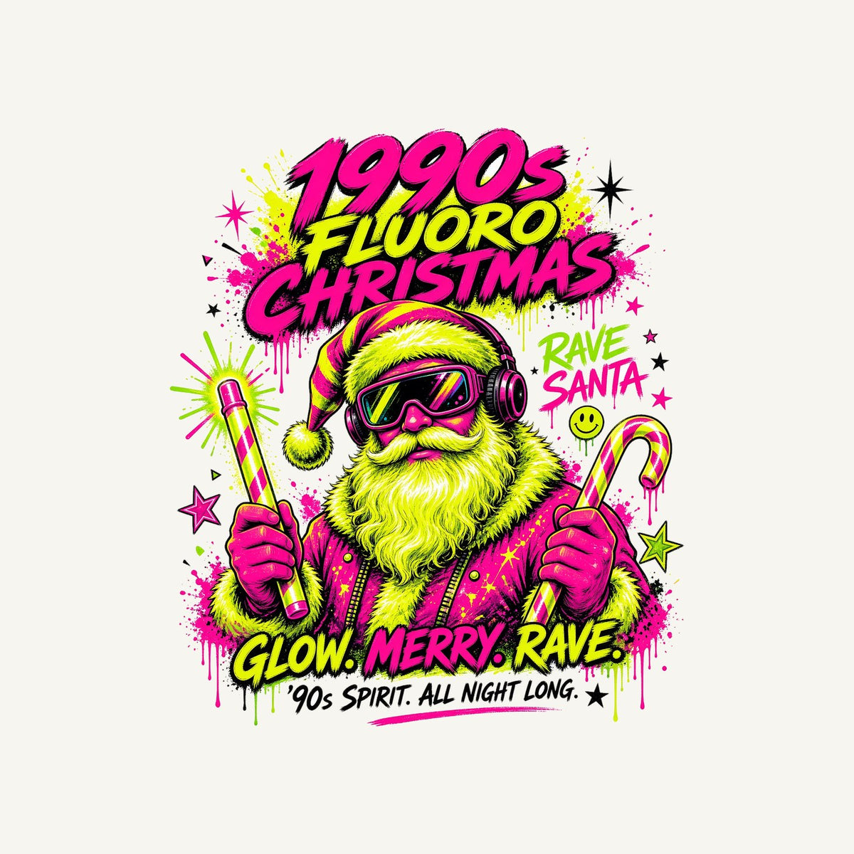 Fluoro Rave Santa Personalised Santa Sack