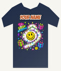 Fluro Nineties Smiley Christmas Personalised Kids and Baby Christmas Tee