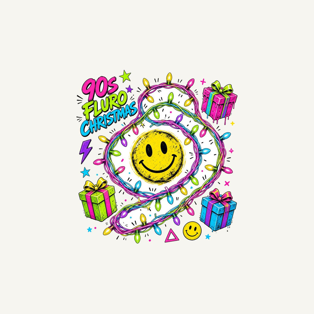 Fluro Nineties Smiley Christmas Personalised Christmas Mug