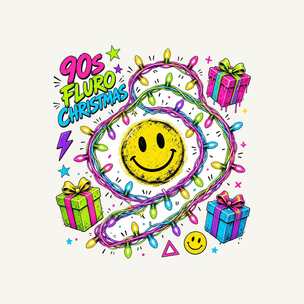 Fluro Nineties Smiley Christmas Personalised Santa Sack