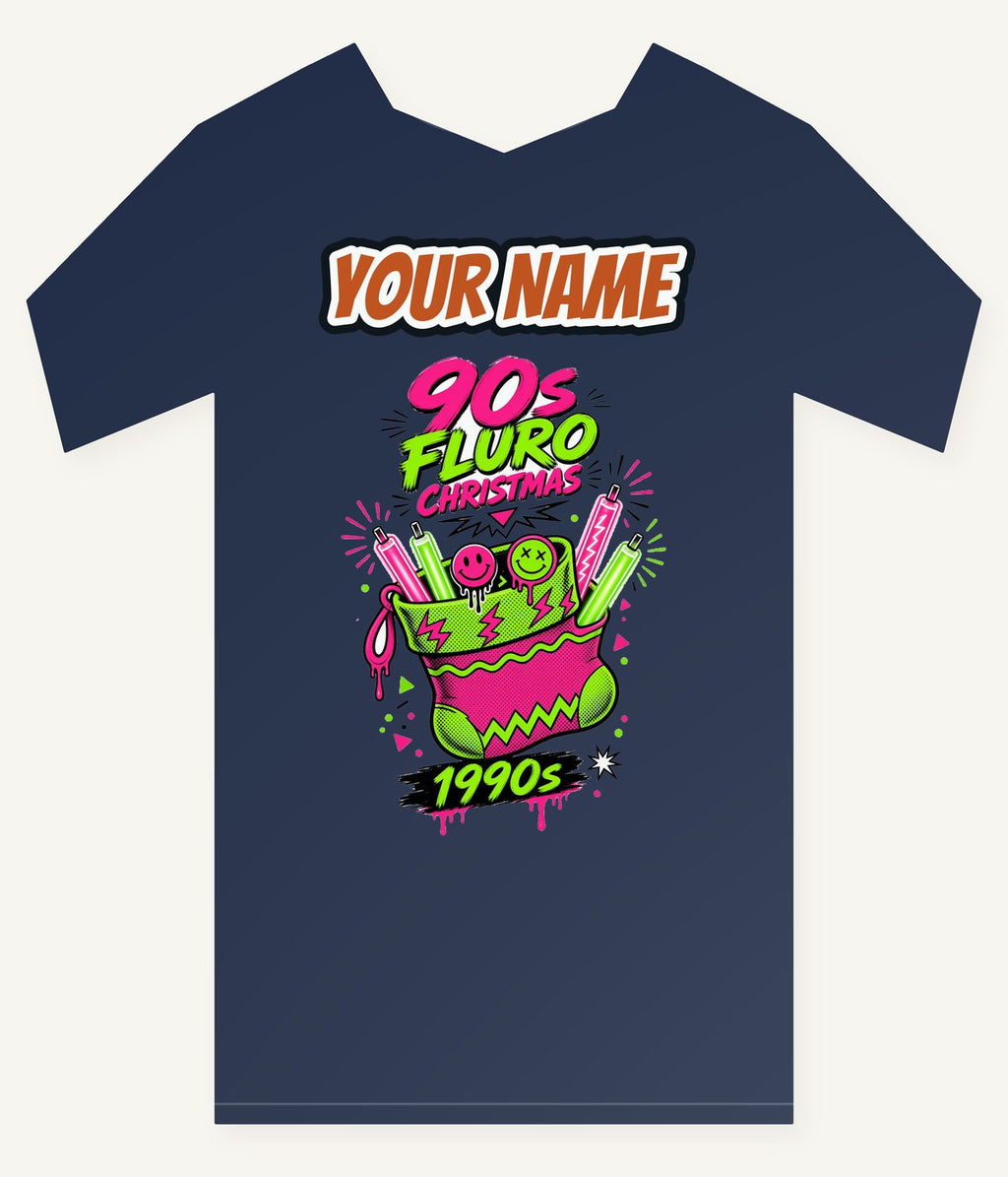 Fluro Nineties Stocking Personalised Kids and Baby Christmas Tee