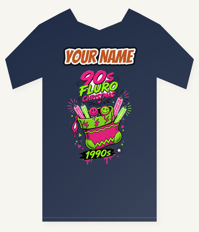 Fluro Nineties Stocking Personalised Kids Tee and Baby Bodysuit