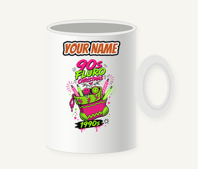 Fluro Nineties Stocking Personalised Christmas Mug