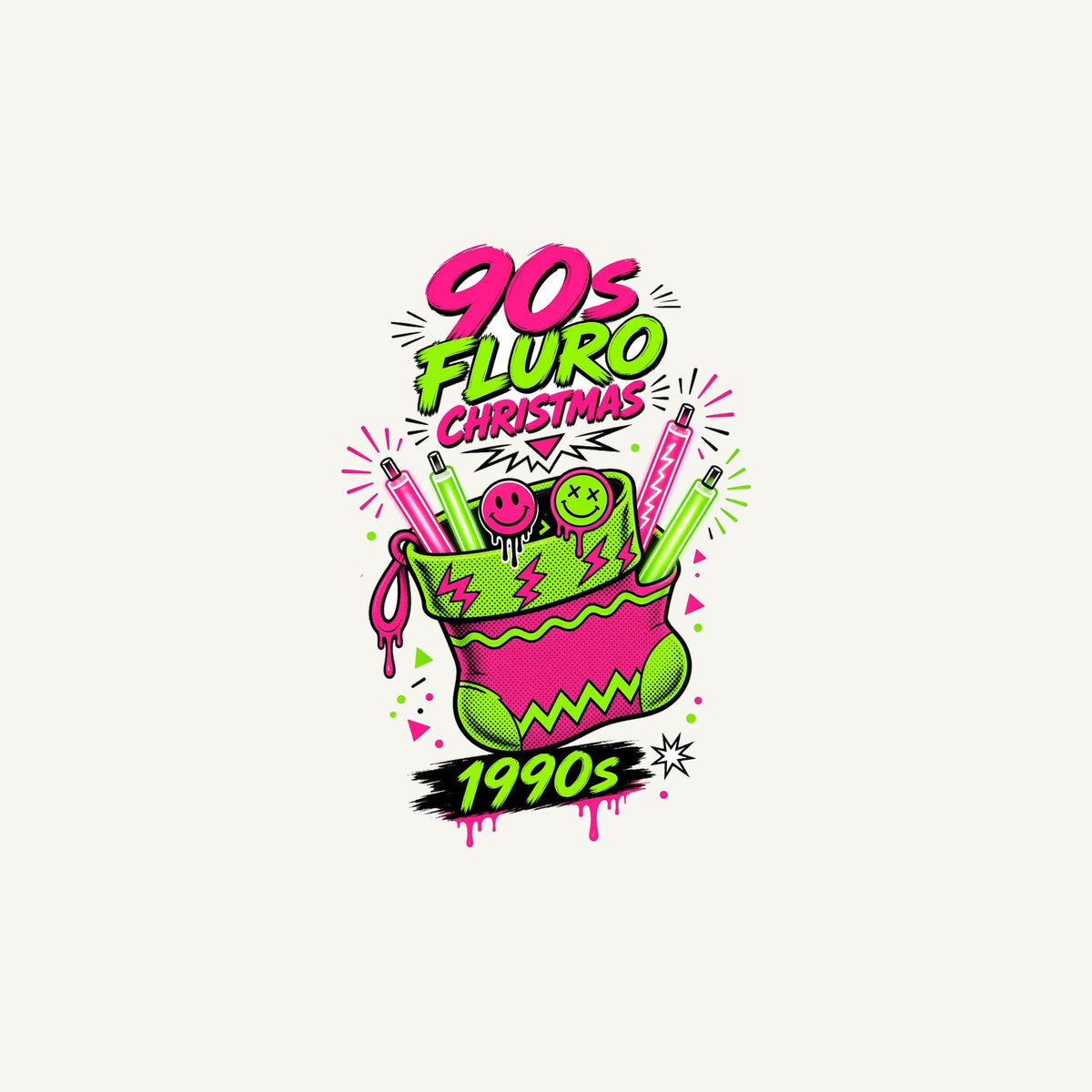 Fluro Nineties Stocking Personalised Christmas Mug
