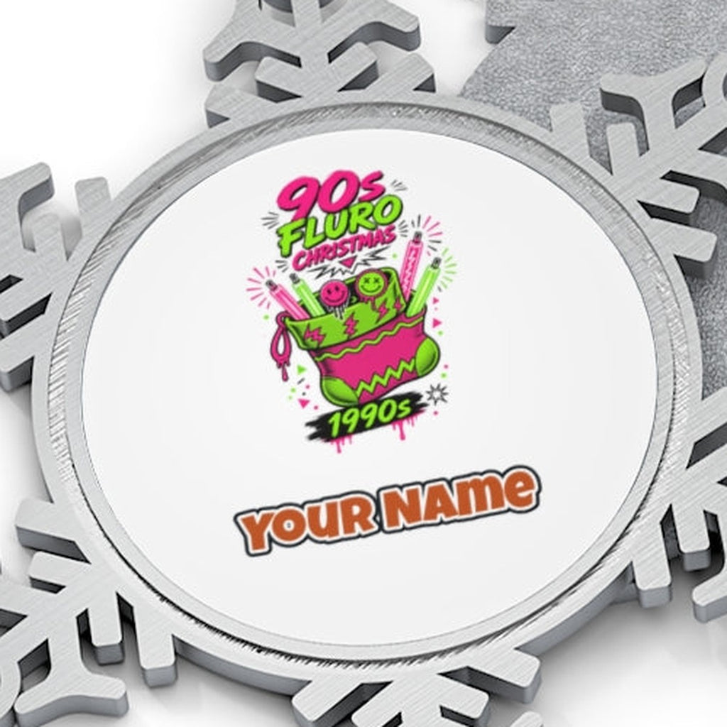 Fluro Nineties Stocking Personalised Pewter Christmas Ornament