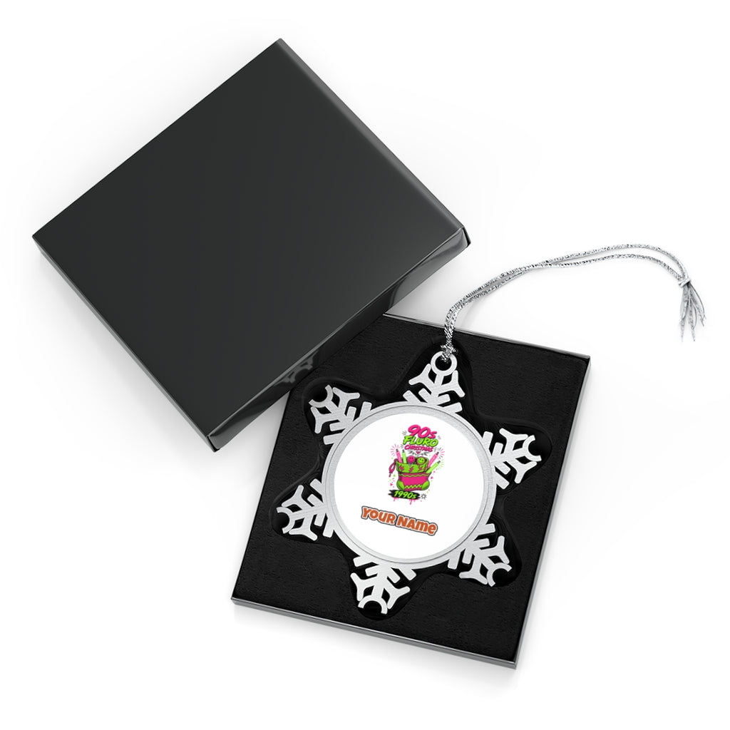 Fluro Nineties Stocking Personalised Pewter Christmas Ornament