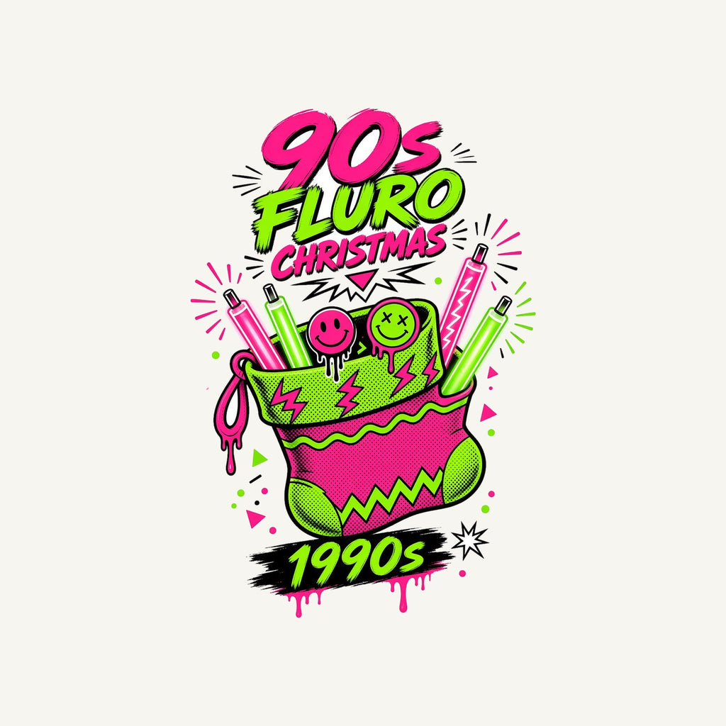 Fluro Nineties Stocking Personalised Christmas T-Shirt and Hoodie