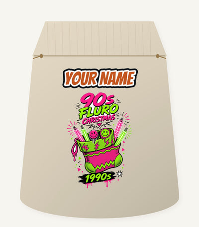 Fluro Nineties Stocking Personalised Santa Sack