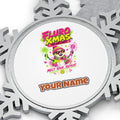 Fluro Rave Snowman Personalised Pewter Christmas Ornament