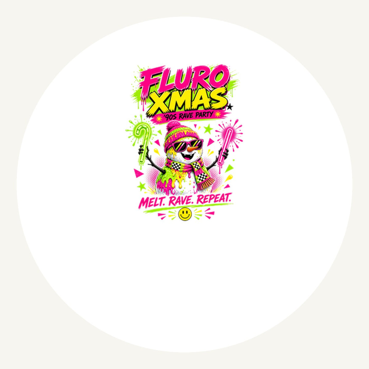 Fluro Rave Snowman Personalised Pewter Christmas Ornament