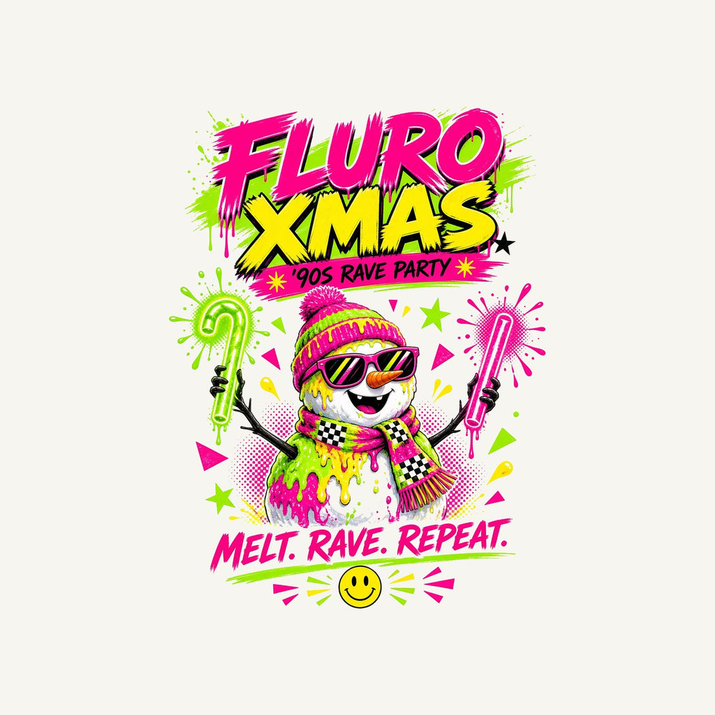 Fluro Rave Snowman Personalised Christmas T-Shirt and Hoodie