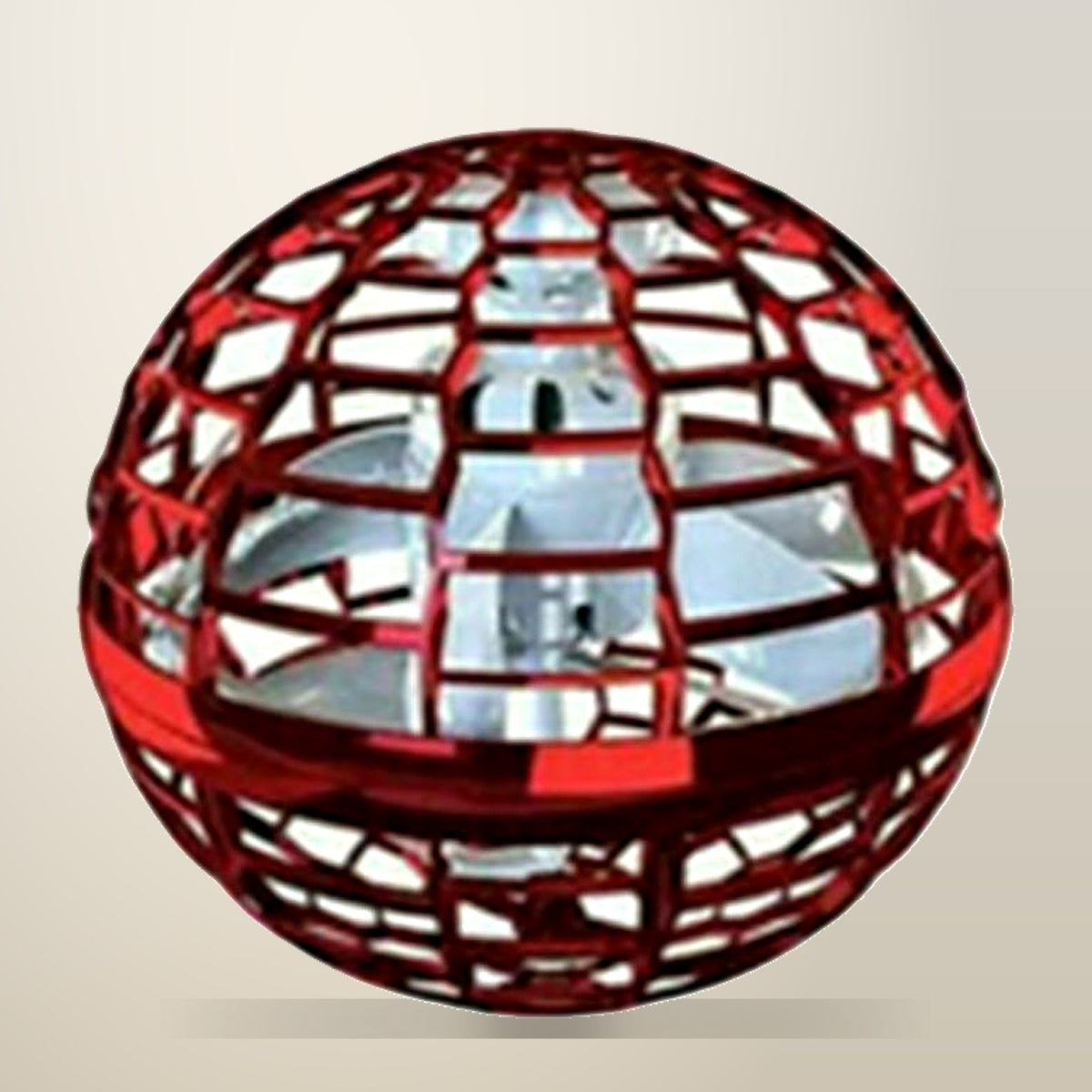 Flynova Pro Hand Controlled Flying Ball, Red, on a plain cream background