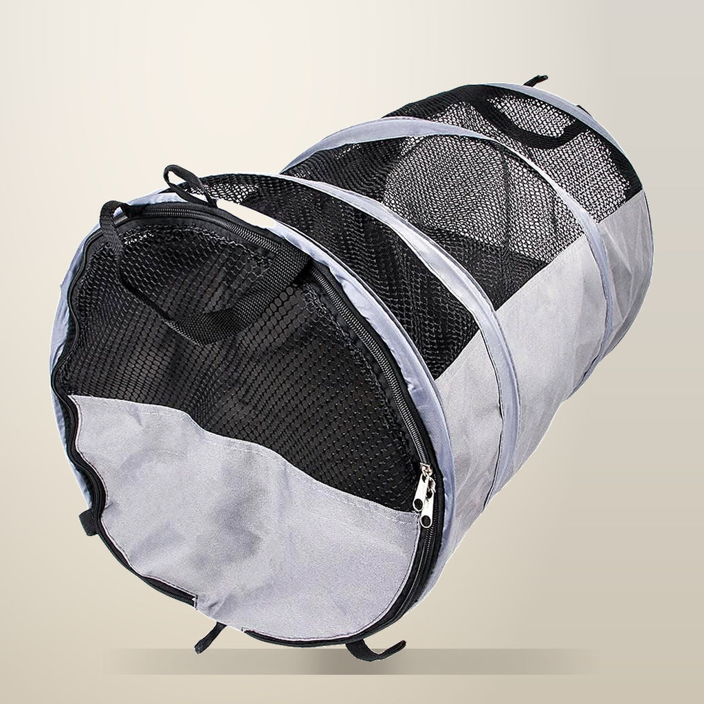 Foldable Pet Car Carrier Bag, Black, 123 x 58 cm, on a plain cream background