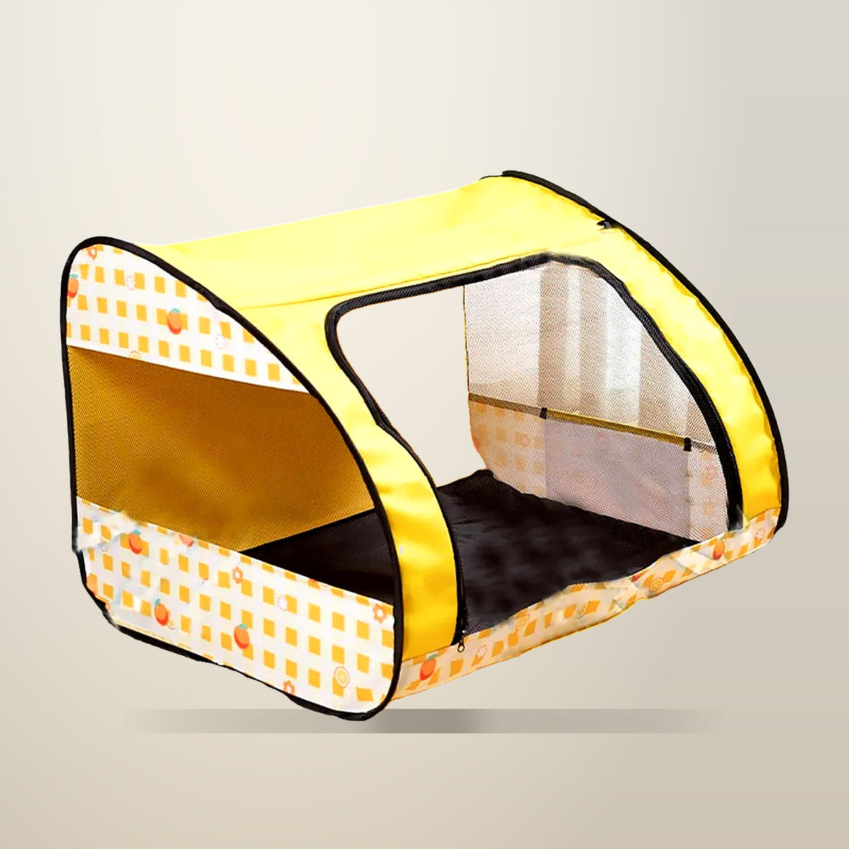 Foldable Pet Tent, Cat Nest with Zipper Door, on a plain cream background