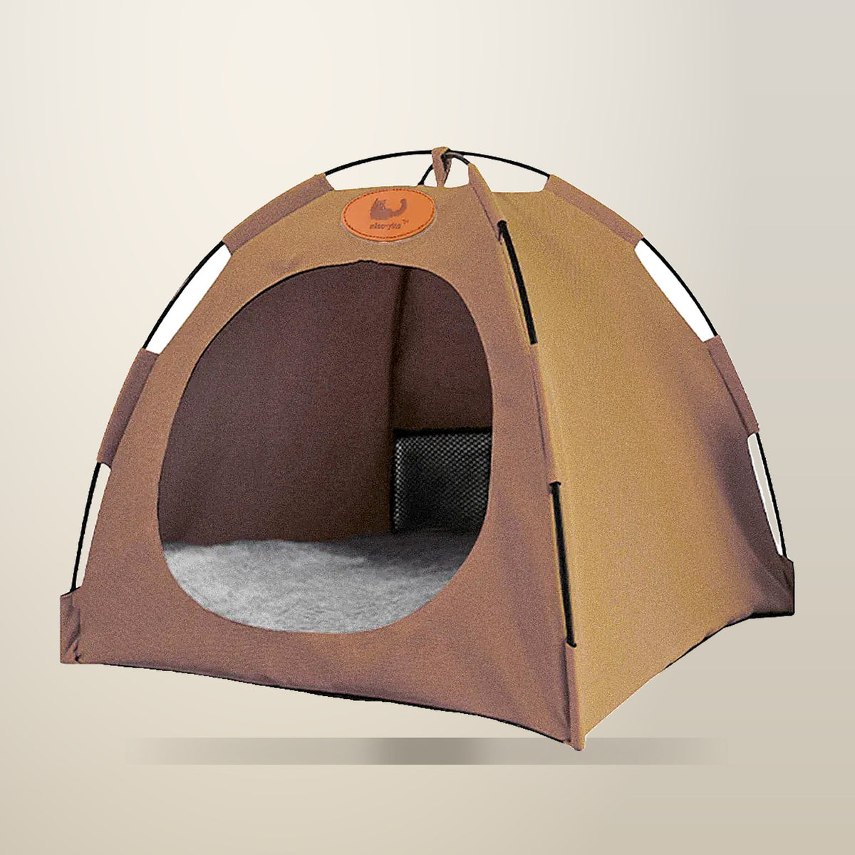 Folding Pet Tent Bed for Cats, Beige, Coffee or Grey, on a plain cream background