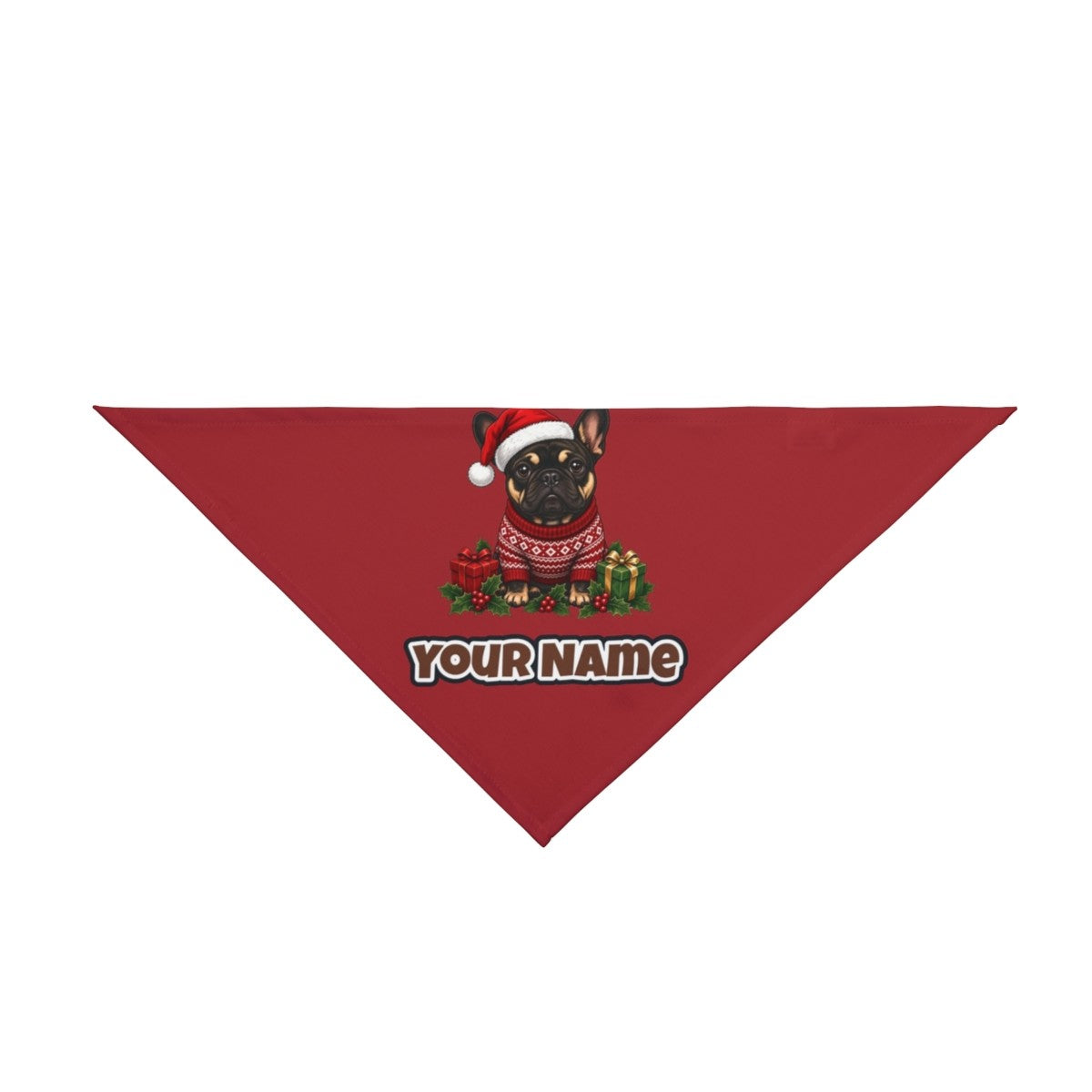 French Bulldog personalised Christmas pet bandana, tie-on style